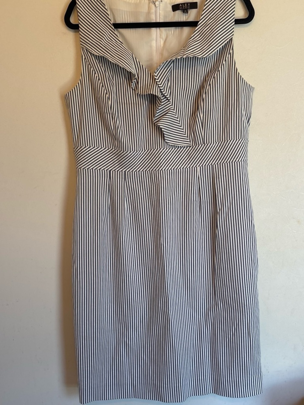 Alex Marie size 14 Evenings Navy and White Striped Sleeveless Sheath Dress